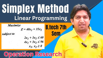Simplex method linear programming | simplex method in operation research | simplex method in hindi