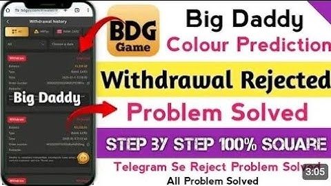 Bdg game and bdg win withdrawal rejected problem || bdg withdrawal rejected problem
