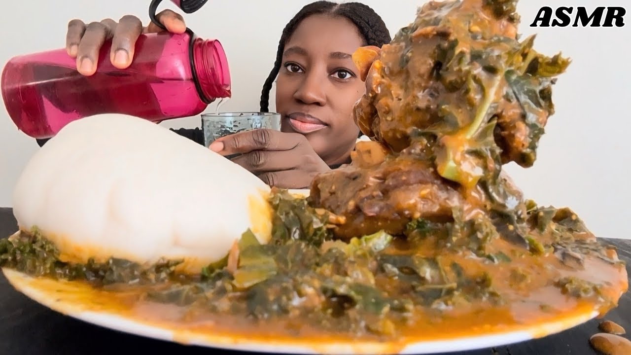 How to eat fufu and ogbono Soup asmr mukbang  | spicy food mukbang asmr video |food eating challenge