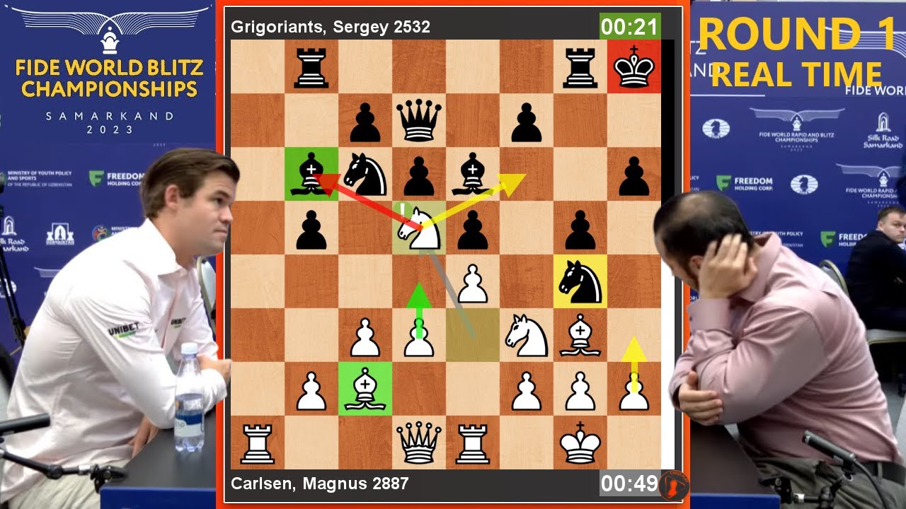 🔴 Magnus Carlsen vs Sergey Grigoriants World Blitz Chess 2023 R01