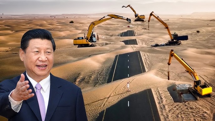 Crazy Chinese Mega-Project to Construct a 545 km Highway in the Desert -  YouTube