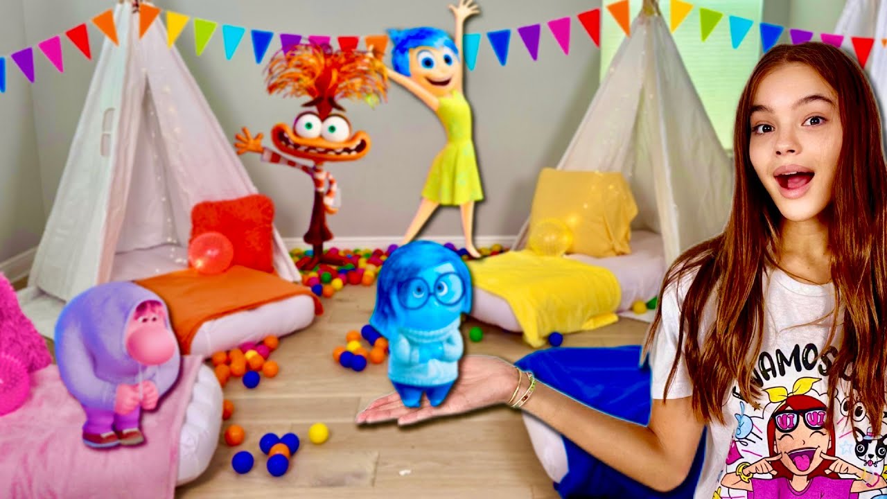 FIZ UMA FESTA DO PIJAMA DO DIVERTIDAMENTE 2 PARA MINHA IRMÃ!