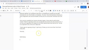 Personal Business Letter Demonstration