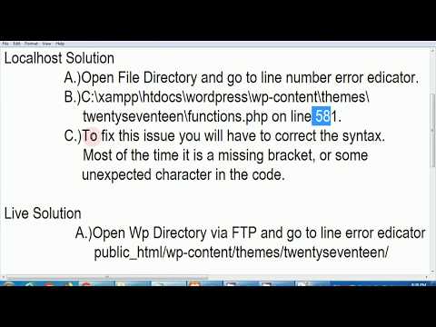 Wordpress Debugging Lesson 1 - How to Fix Syntax Error in  WordPress (both Local and Live)