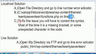 Wordpress Debugging Lesson 1 - How to Fix Syntax Error in  WordPress (both Local and Live)