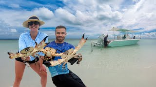 Hand Catching Stone Crabs | Sandbar Catch & Cook