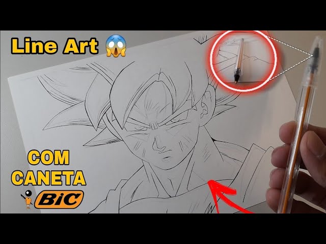 Desenhando Goku Caneta Bic 