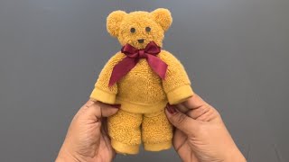 😍 Quick and Easy Towel folding Teddy Bear 🧸 / DIY toys for kids/