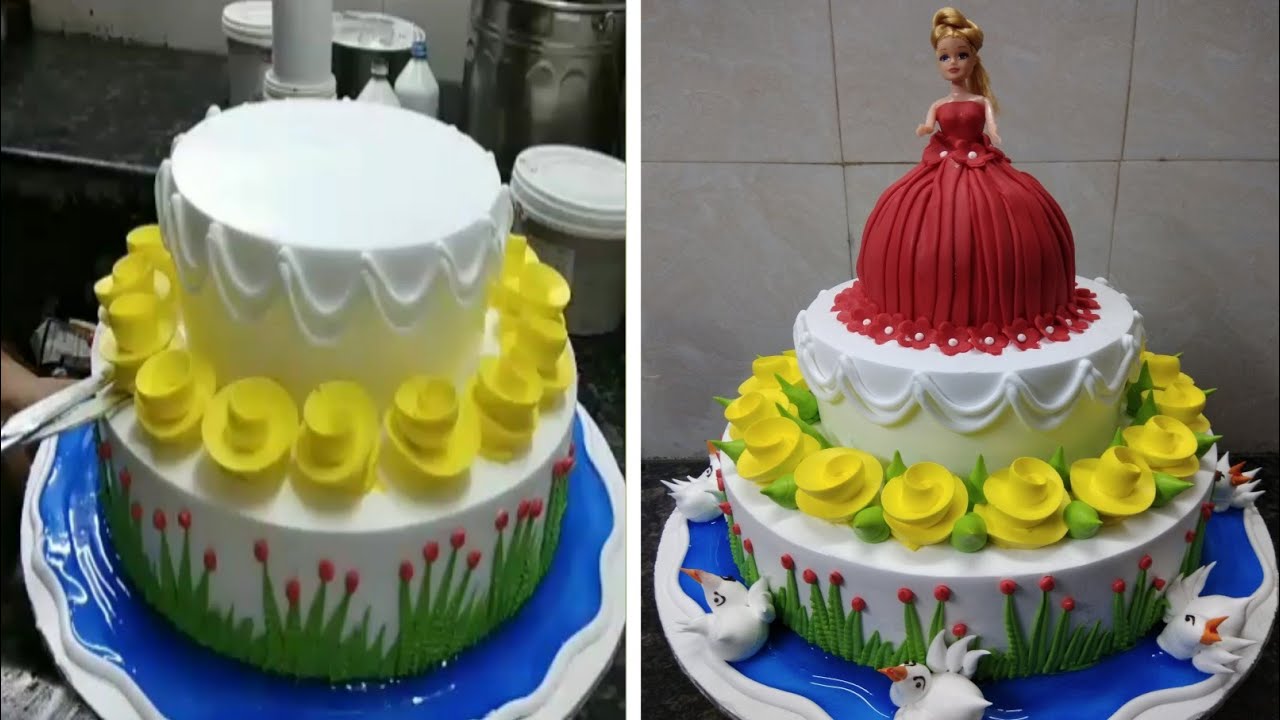 Birthday cake decorating|Bird cake Design |Doll cake Design |Flowers cake
