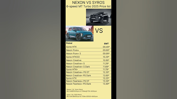 Tata Nexon vs Kia Syros turbo petrol 6 speed manual transmission price comparison 2025 #nexon #syros