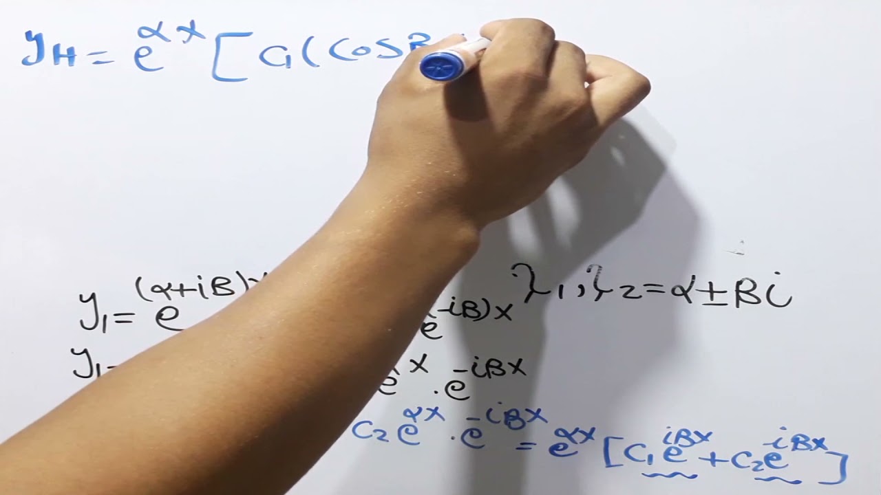 معادلات تفاضليه خطيه من الرتبةn ذات معاملات ثابتة ومتجانسه (جذور المعادلة المساعدة مركبة)