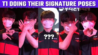 [T1 vs DRX] T1 doing their signature poses | LCK 2022 Moments | T1 cute moments