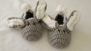 How to crochet childrens bunny slippers / booties for beginners