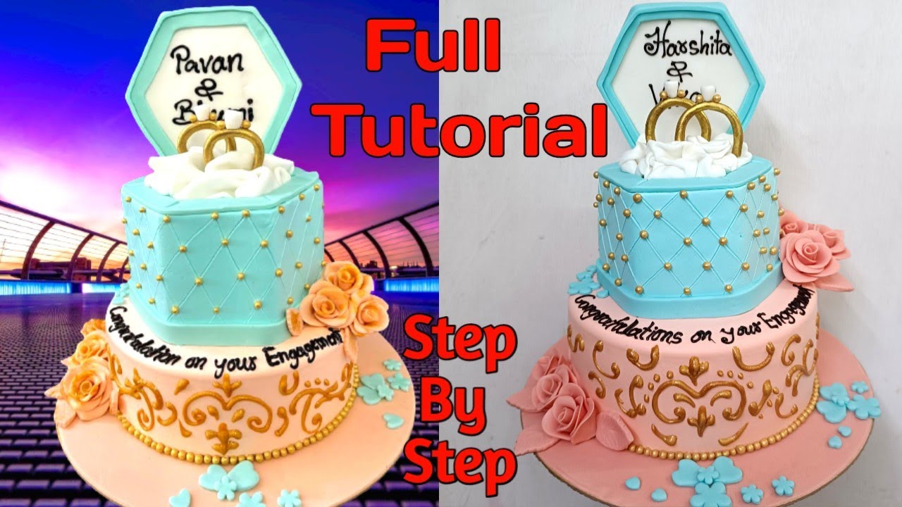 Two Tier Engagement rings cake | Customised Engagement cakes by Kukkr