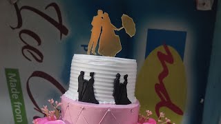 Decorate Wedding Cake in 3 Steps! Strawberry Vanilla Mix, Couple Toppers#viral#shorts#ytshorts