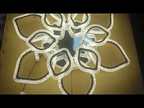 Люстра світлодіодна стельова LUMINARIA AZALIA RGB 150W 12R CHROME/ICE / світильник LED (з пультом), видео 1