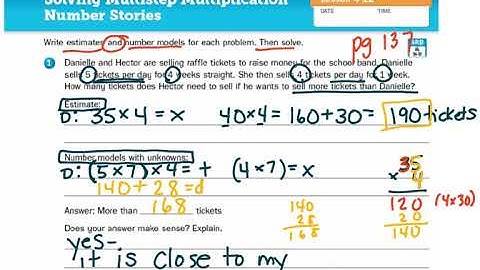 Math Lesson 4-12 Solving Multistep Multiplication Number Stories