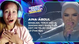 AINA ABDUL - SEMALAM/ TERUS HIDUP/JANGAN MATI RASA ITU/HATI INI TELAH DILUKAI | GMWA 2023 | REACTION