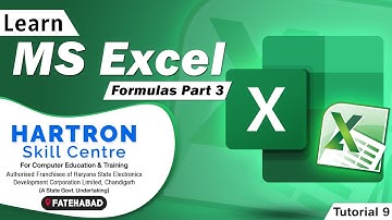 MS Excel | Tutorial 9 | Basic to Advance Formulas | HARTRON SKILL CENTRE FATEHABAD