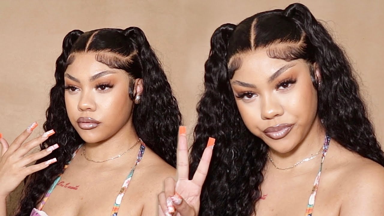 super cute pigtails on this bomb preplucked waterwave! | full install | asteria hair