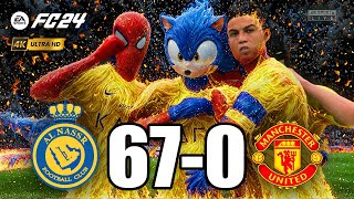 FIFA 24 - Ronaldo Al Nassr to 54-0 Win Over Manchester United | Spider-Man, Sonic, Mickey Mouse