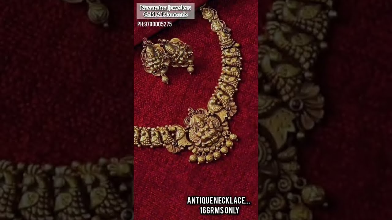 Antique Necklace/16 grams/916/hallmark /Navaratna jewellers gold and diamonds.