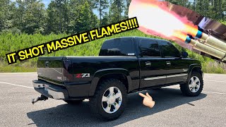 RICER MUFFLERS ON MY CAMMED V8!!! | HUGE FLAMES |