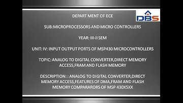 MICROPORCESSORS&MICROCONTROLLERS, I/O PORTS OF MSP430 MICROCONTROLLER, A/D CONVERTERS,DMA CONTROLLER