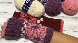 ①麻の葉模様のアームカバーを編んでいます〜♡knitting hand cover