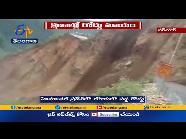 Landslide collapsed road Landslides Broke Road Collapsed Himachal Pradesh class=