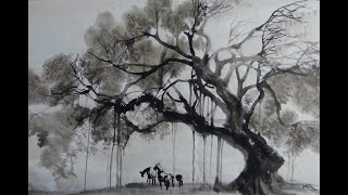 #TUTO #PEINTURE CHINOISE #ARBRE #How to draw trees with pen and ink