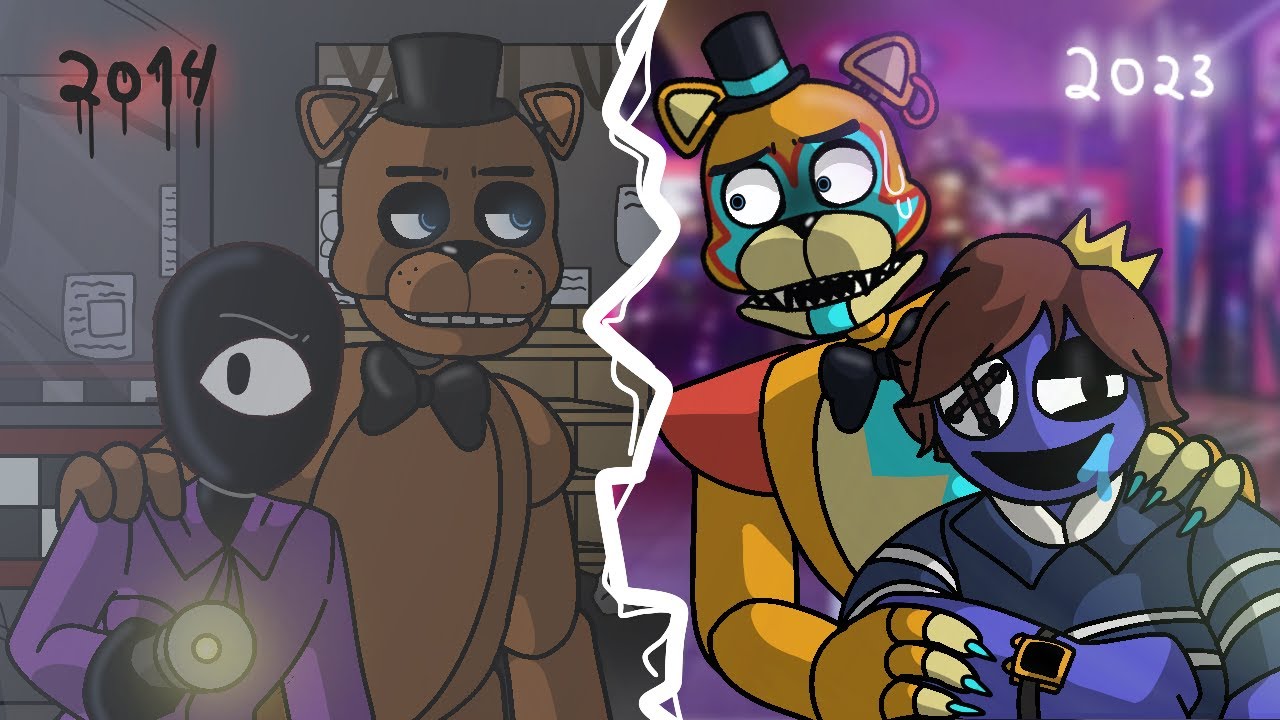 fnaf 2023 and doors roblox + fnaf 2014 and rainbow friends (animation