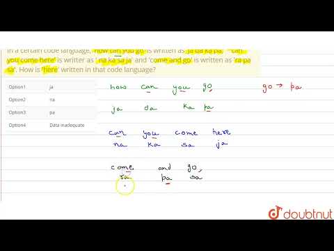 In a certain code language, \'how can you go\' is written as \'ja da ka pa, \' \' can you come h...