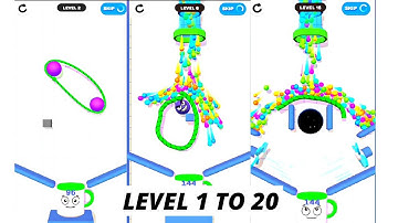 Rope and Balls | Level 1 - 20 | gameplay walkthrough #ropeandballs