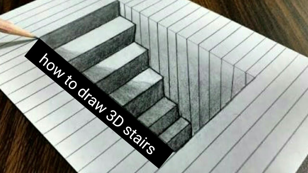 How to draw 3D stairs .| 3D stairs drawing with pencil. - YouTube