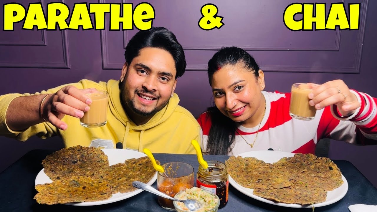 ASMR Eating Yummy Methi Paratha With Desi Chai Mukbang With @YashalsMukbang 