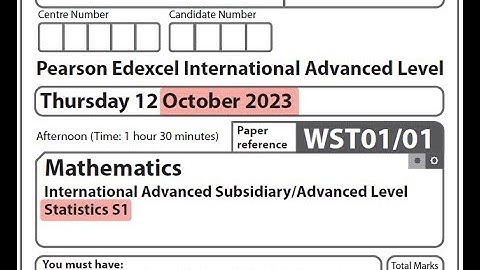 Edexcel IAL Maths - S1 - October 2023