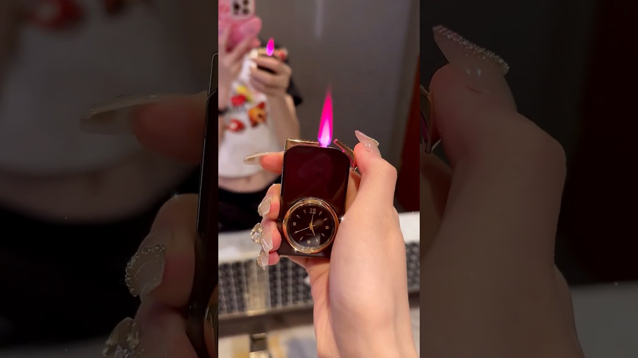 Creative torch lighter with pink flame, also can change to soft flame. 🔥 