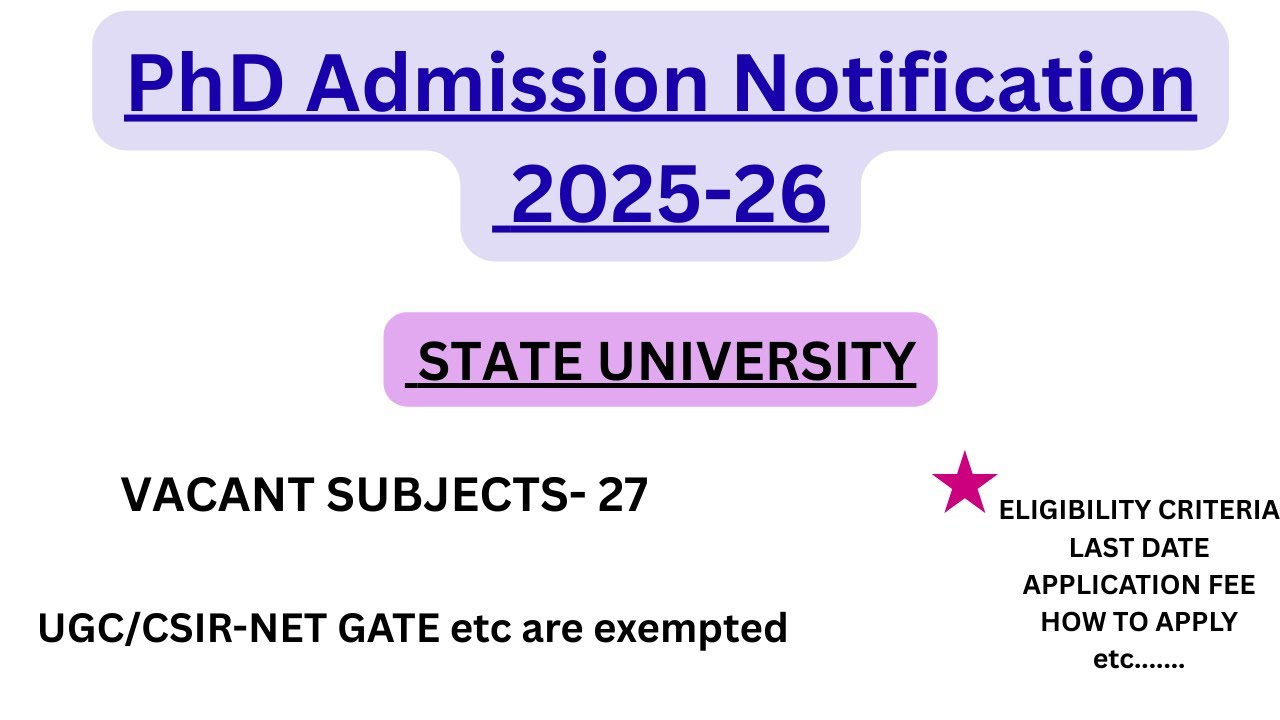PhD Admission Notification 2025-26 KTTUG 
