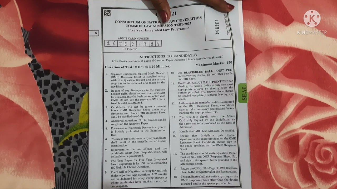 CLAT exam question paper 