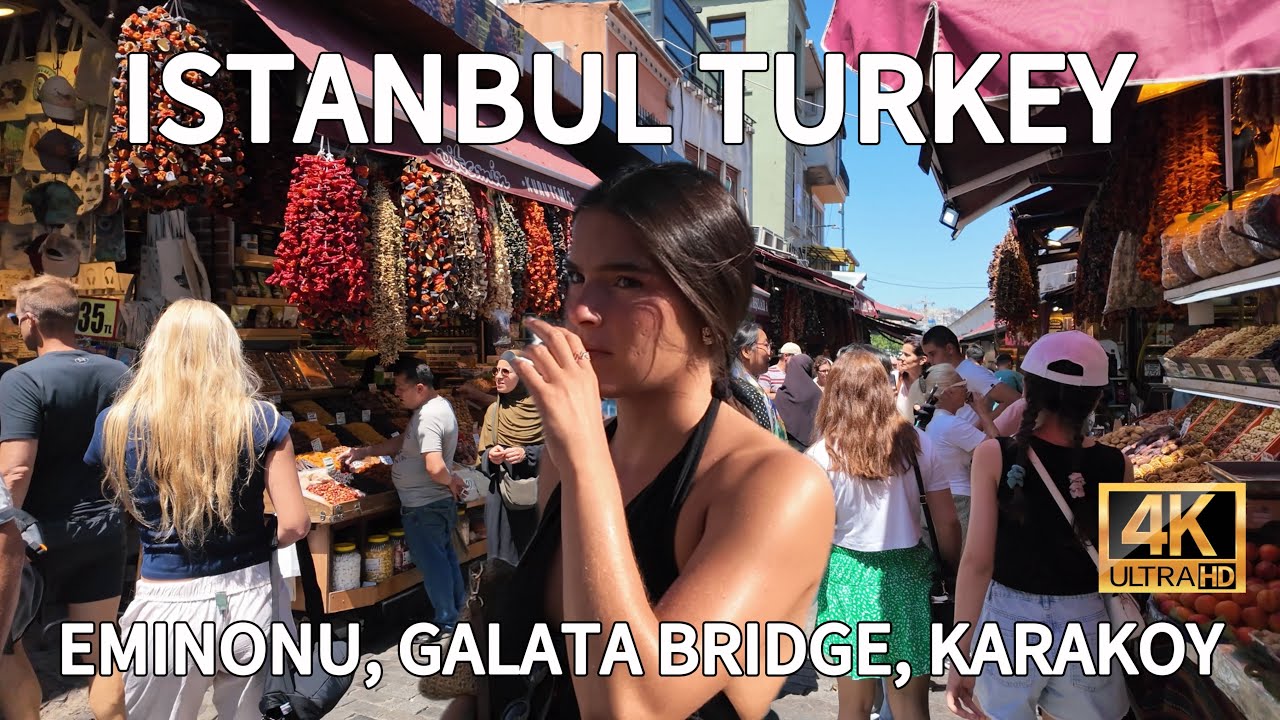 Istanbul Turkey 2025 | Eminonu Market to Karakoy Pier via Galata Bridge | 4K Walking Tour