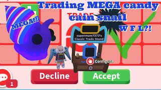 Trading MEGA NEON candy snail Adopt Me! Roblox W F L?