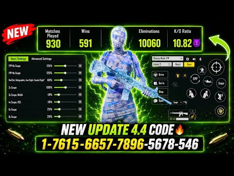 NEW 4.4 UPDATE CODE 🔥 PUBG MOBILE/BGMI SENSITIVITY 2026 😈 | BEST SCOPE SENSITIVITY SETTINGS  