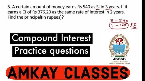 Practice Questions Compound Interest Mathematics Jkssb Phase 2 Finance account assistant