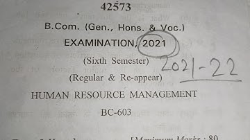 HUMAN RESOURCE MANAGEMENT QUESTION PAPER 2022 QUESTION PAPER OF HUMAN RESOURCE MANAGEMENT 2022