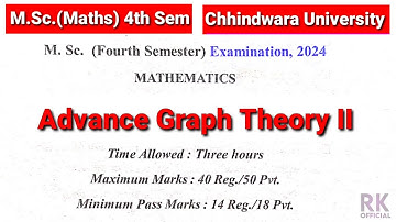 M.Sc.(Maths) 4th Sem || Advance Graph Theory II // Previous year question paper || MSc 4th sem Paper