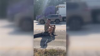Barefoot Florida man wrestles alligator on Jacksonville freeway