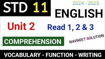 std 11 english unit 2 read 1 comprehension ||std 11 english unit 2 read 2 comprehension ||