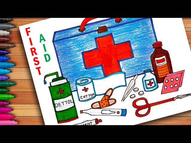 World First Aid Day Drawing, First Aid Box Drawing, First Aid Kit Drawing