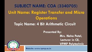 4 BIT ARITHMETIC CIRCUIT | 3340705 |COA| NEHA PATEL